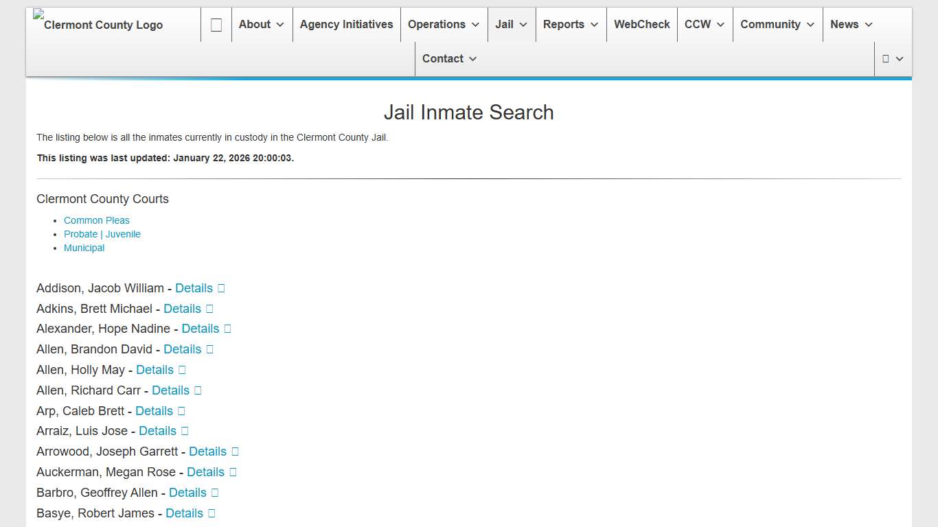 Jail Inmate Search Clermont County Sheriff